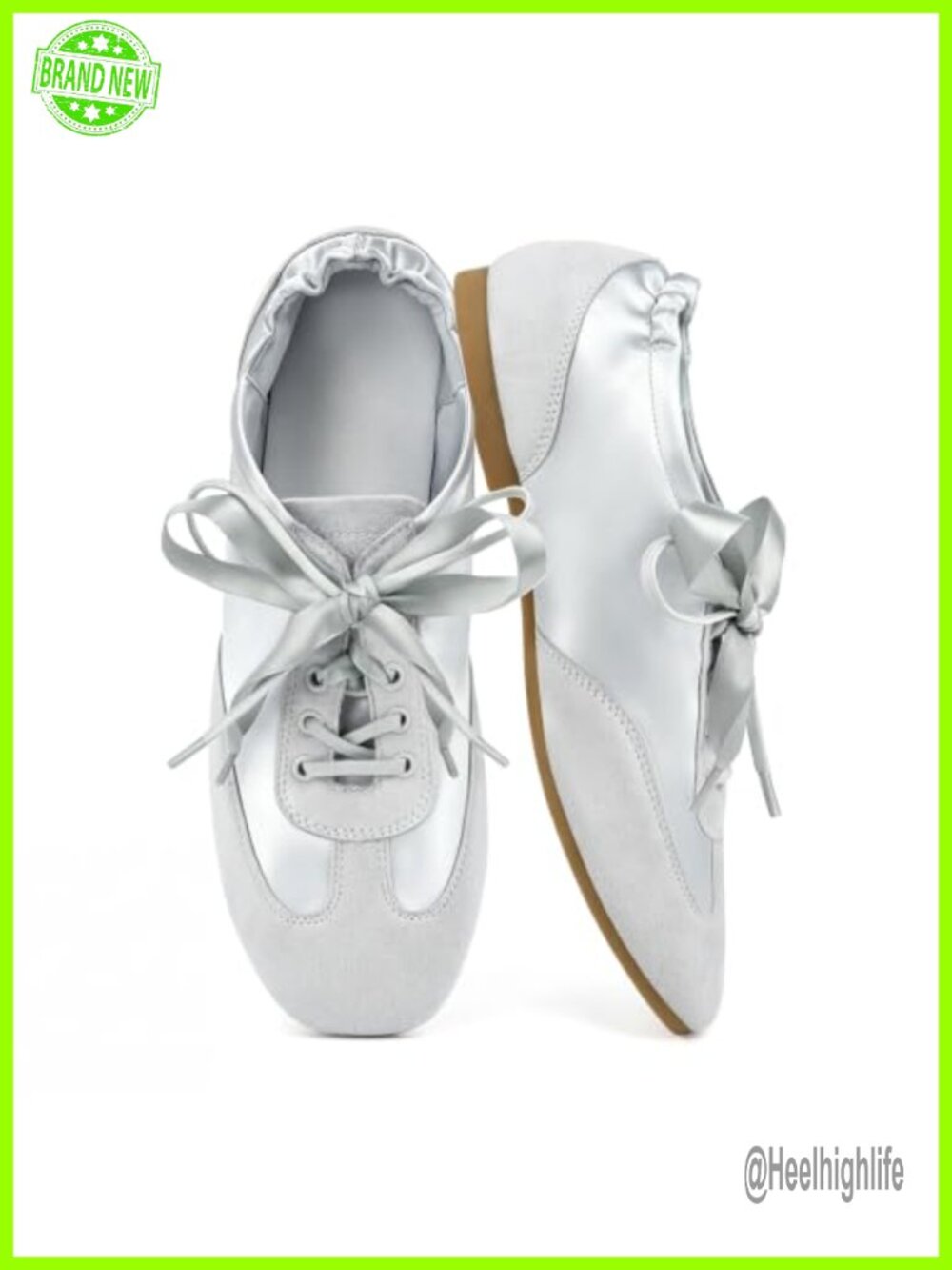 Women's Ballet Sneakers Square Toe Lace Up Lightweight Satin Suede Comfort